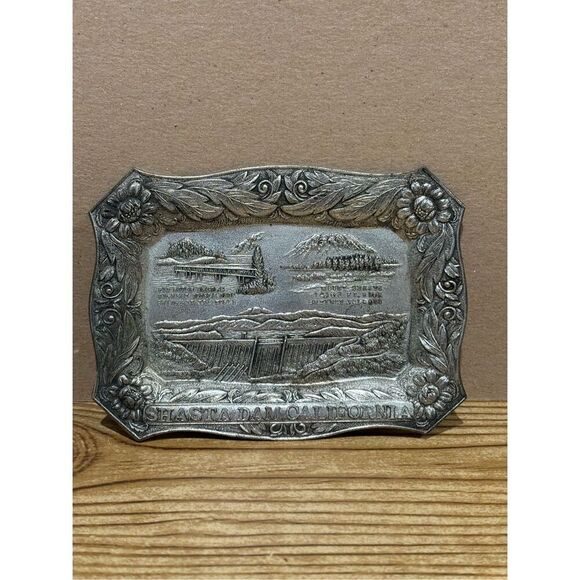 Mid Century Tin Embossed SHASTA DAM CALIFORNIA Tray-JAPAN 4”x3”-FREE SHIP - Picture 1 of 7